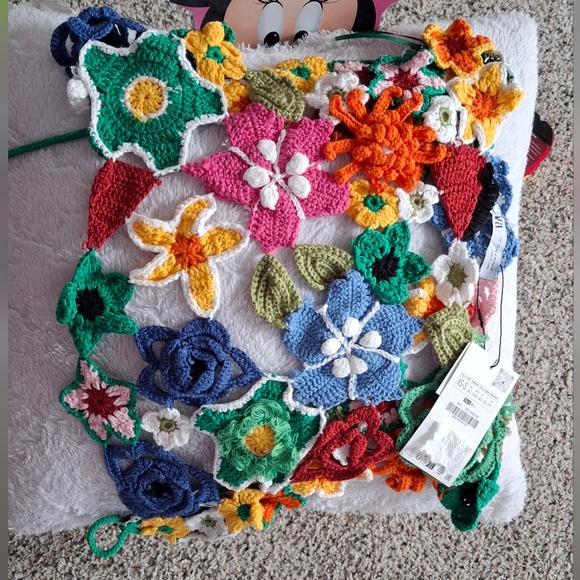 ZARA FLORAL CROCHET  CROP TOP - Picture 8 of 9